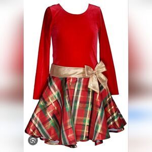 NWT Bonnie Jean New Year's Festive Red Gold Dress W/ Handbag 7 8 10 14 16